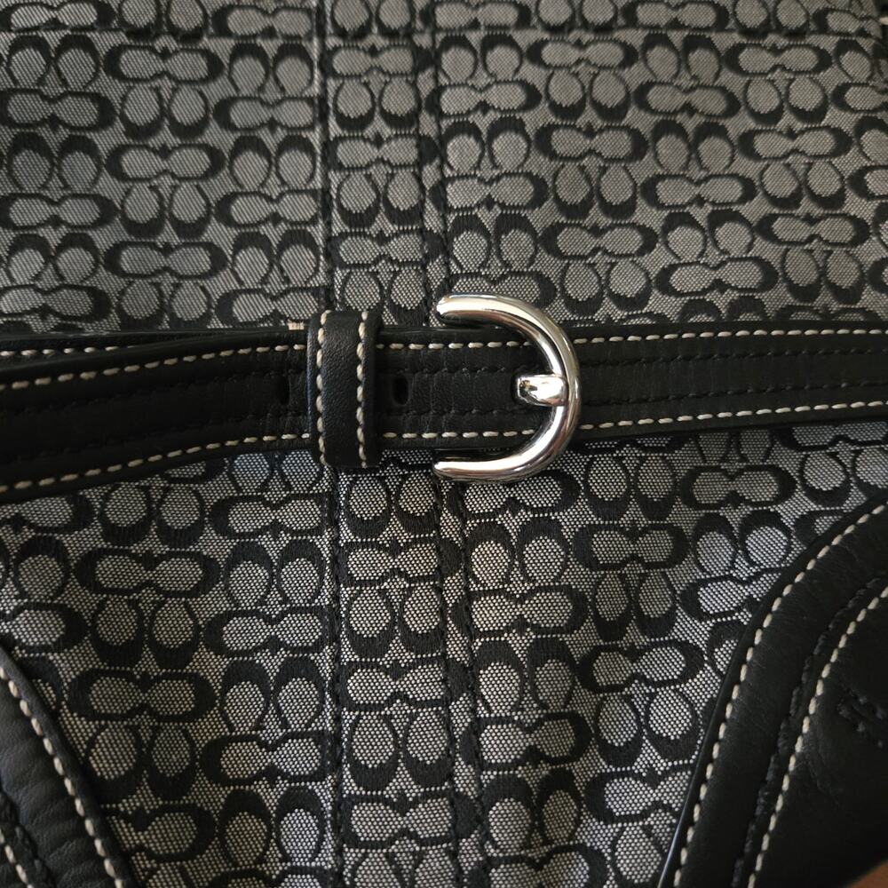 Coach Vintage Grey and Black Jacquard Signature Crossbody Bag Leather and Canvas - Picture 6 of 7